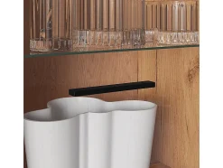 Petits-Meubles Vitrina de 1 porta Solal em madeira e preto Natural claro