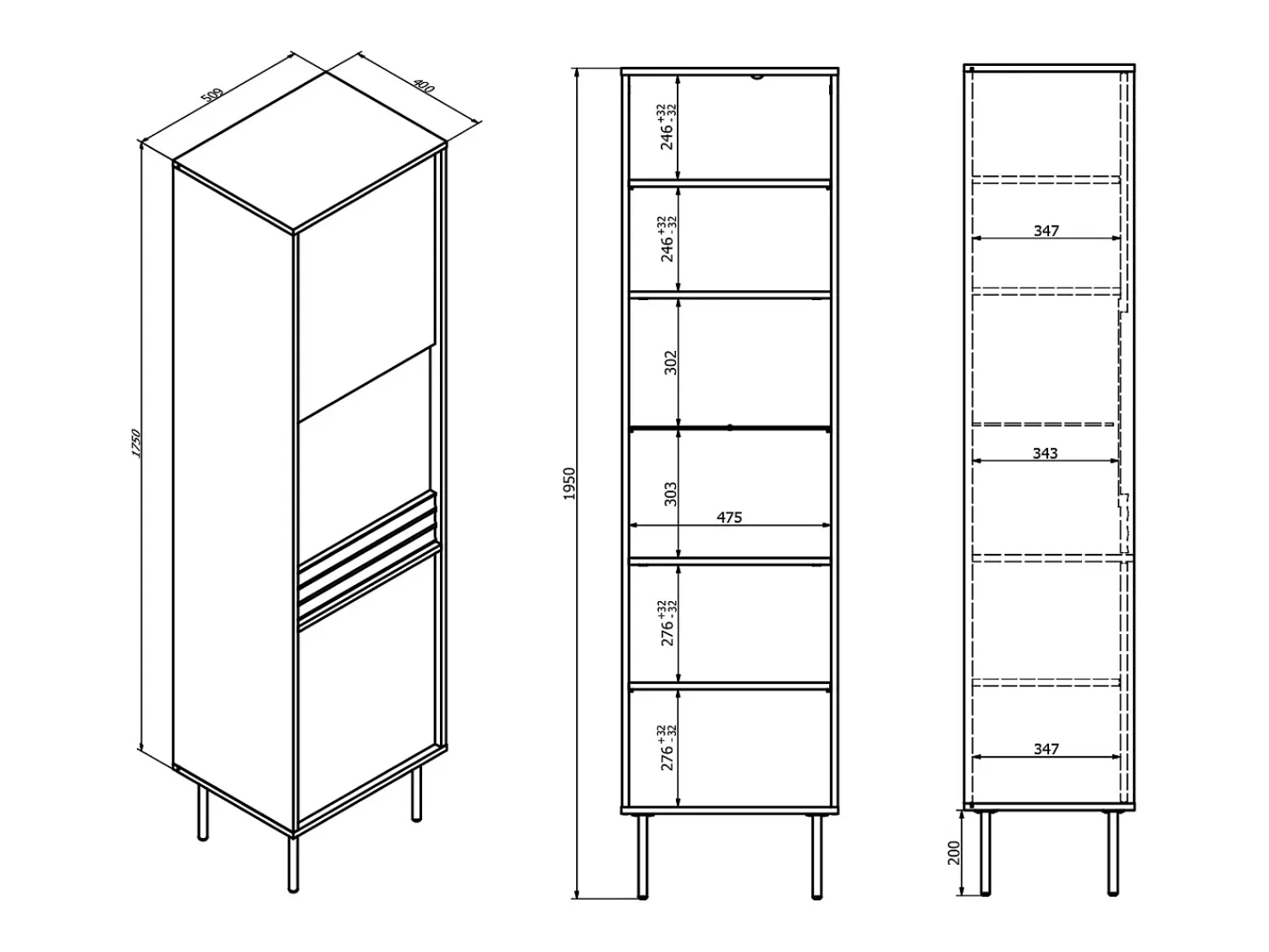 Petits-Meubles Vitrina de 2 portas Astra em madeira e^ Vitrina
