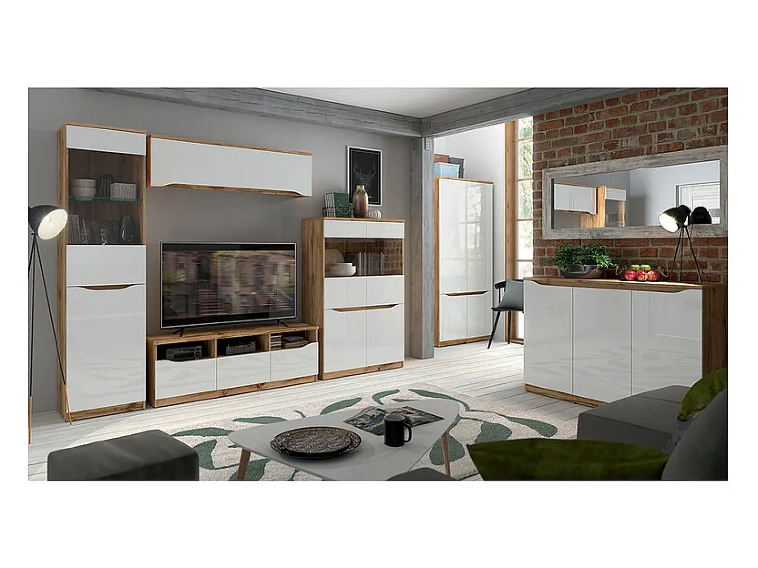 Vitrina|Petits-Meubles Vitrina de 2 portas June Branco e Madeira Natural claro
