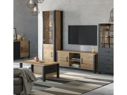 Vitrina|Petits-Meubles Vitrina de 2 portas Lyam em madeira e Preto