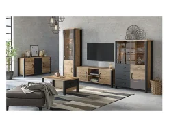 Vitrina|Petits-Meubles Vitrina de 2 portas Lyam em madeira e Preto