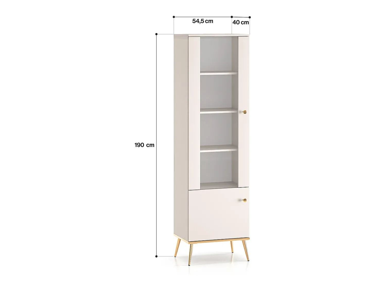 Petits-Meubles Vitrina de 2 portas Olivia Cashmere e Gold^ Vitrina