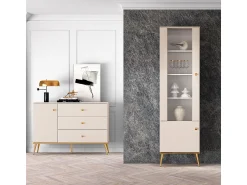 Petits-Meubles Vitrina de 2 portas Olivia Cashmere e Gold^ Vitrina