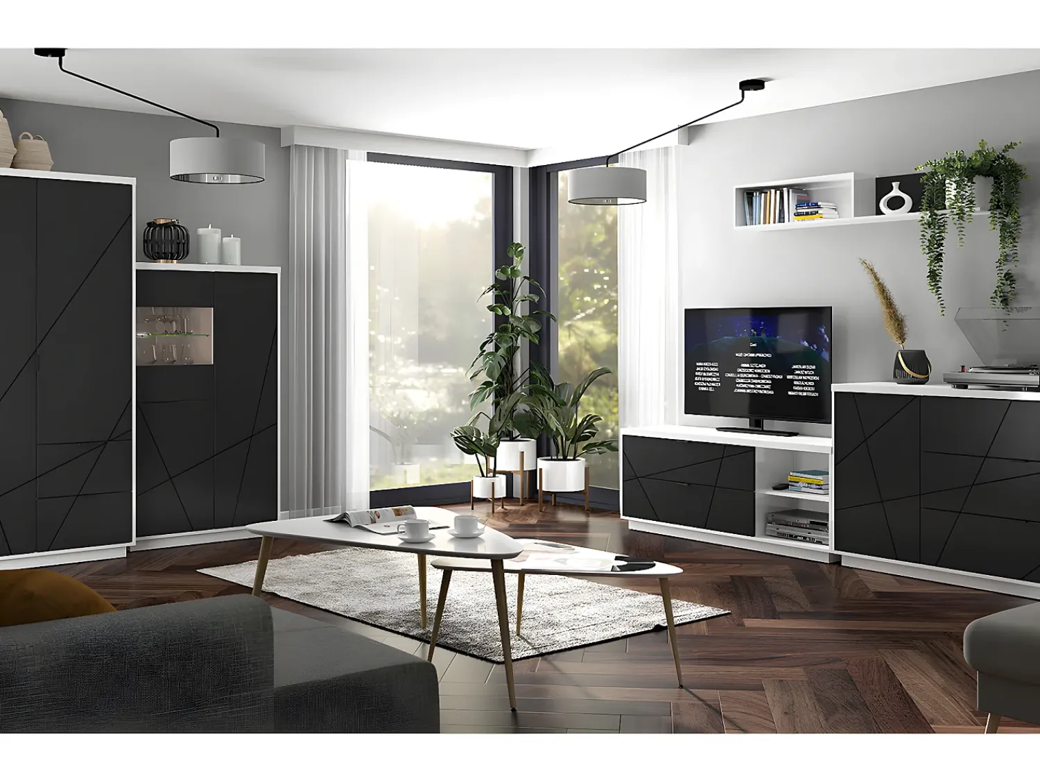 Best Petits-Meubles Vitrina de 3 portas Sven e Branco Preto