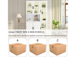Vitrina*Merax Vitrina de aparador alto 6 portas e 1 compartimento - LEDs - Madeira MDF - - 120 x 40 x 200 cm Branco