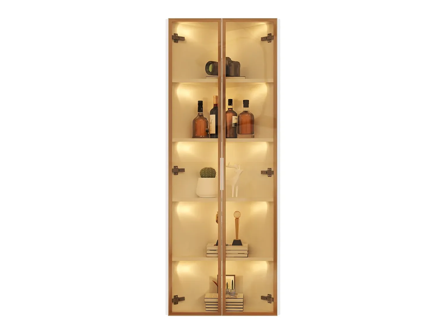 Vitrina|ModernLuxe Vitrina de canto 62x35x160 cm - con iluminação LED - 2 portas de vidro temperado - Design de canto - MDF + vidro - Branco
