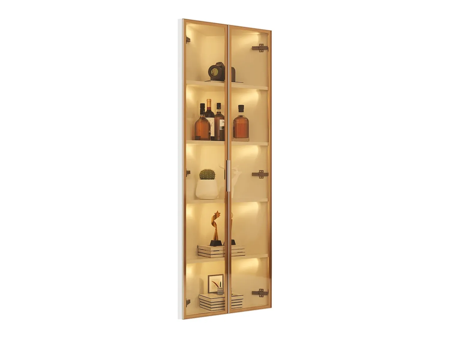 Vitrina|ModernLuxe Vitrina de canto 62x35x160 cm - con iluminação LED - 2 portas de vidro temperado - Design de canto - MDF + vidro - Branco