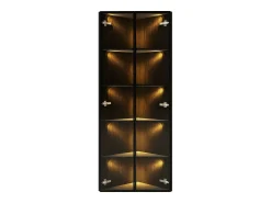 Vitrina*ModernLuxe Vitrina de canto 62x35x160cm - con iluminação LED - 2 portas de vidro - Preto