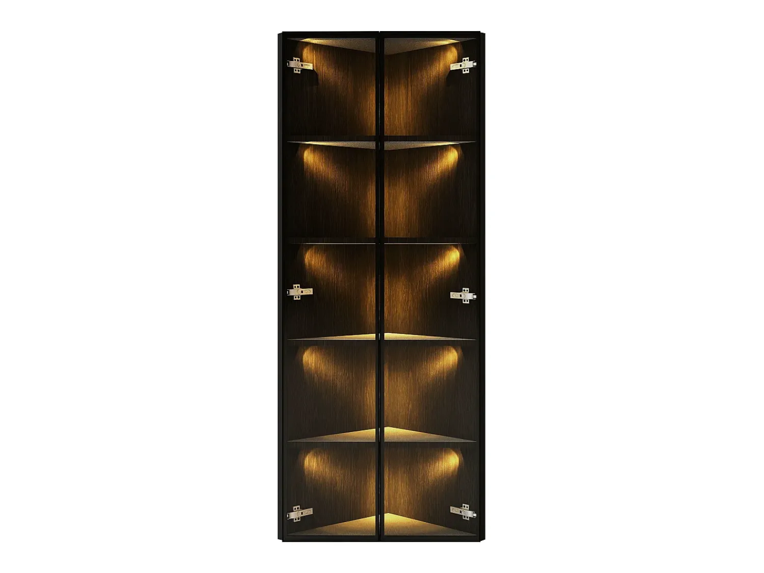Vitrina*ModernLuxe Vitrina de canto 62x35x160cm - con iluminação LED - 2 portas de vidro - Preto