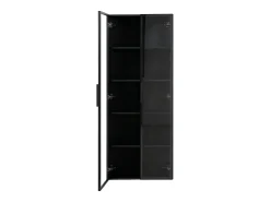 Vitrina*ModernLuxe Vitrina de canto 62x35x160cm - con iluminação LED - 2 portas de vidro - Preto