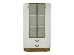 Vitrina*Dmora Vitrina de zibelina, Aparador expositor, Vitrina multiusos, Aparador de sala, 85x40 h160 cm, e Castanho Branco