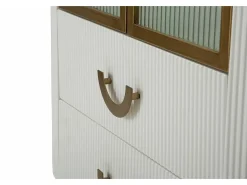 Vitrina*Dmora Vitrina de zibelina, Aparador expositor, Vitrina multiusos, Aparador de sala, 85x40 h160 cm, e Castanho Branco
