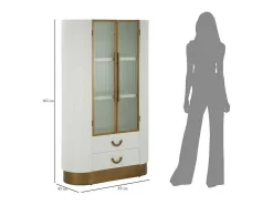 Vitrina*Dmora Vitrina de zibelina, Aparador expositor, Vitrina multiusos, Aparador de sala, 85x40 h160 cm, e Castanho Branco