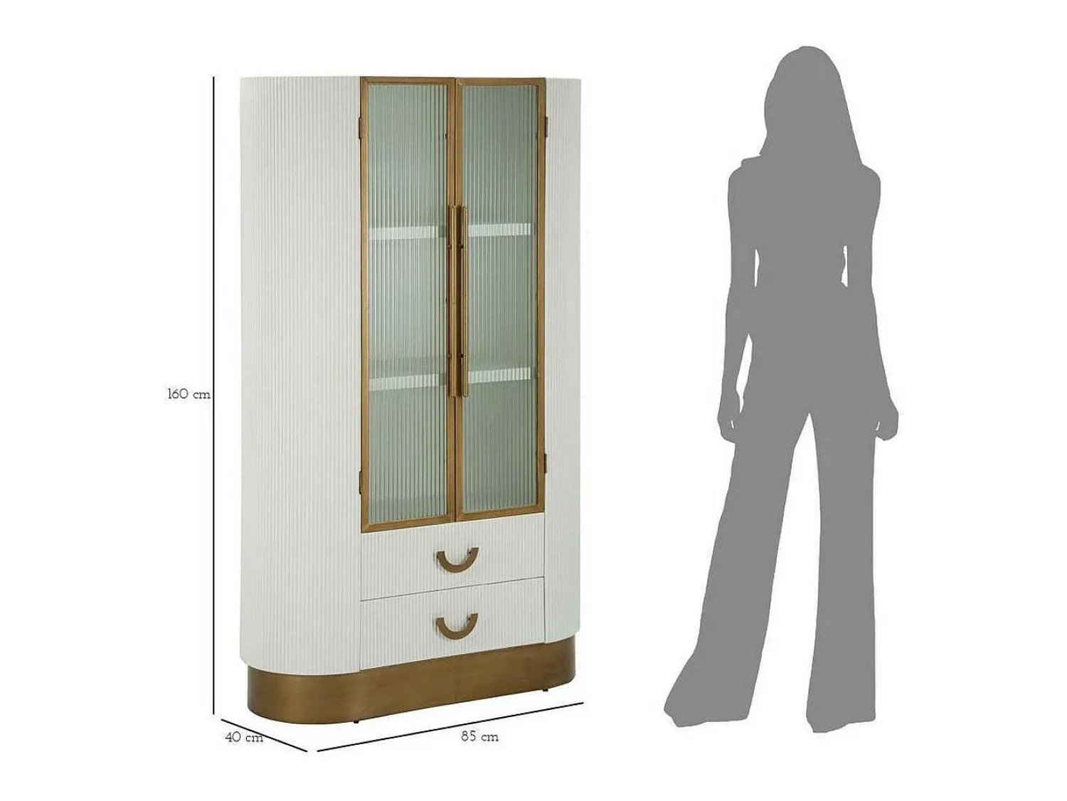 Vitrina*Dmora Vitrina de zibelina, Aparador expositor, Vitrina multiusos, Aparador de sala, 85x40 h160 cm, e Castanho Branco