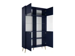 Vitrina|Meublorama Vitrina design AZURÉA – 2 portas com vidro LED – profundo – 106x191x41 cm Azul