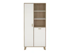 Vitrina|Dmora Vitrina Dvarrell, Aparador expositor, Vitrina multiusos, Aparador sala, 89x40 h188 cm, Carvalho e Branco Castanho