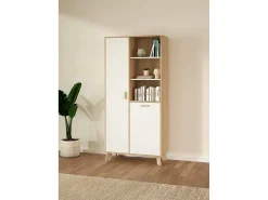 Vitrina|Dmora Vitrina Dvarrell, Aparador expositor, Vitrina multiusos, Aparador sala, 89x40 h188 cm, Carvalho e Branco Castanho