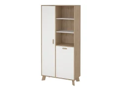 Vitrina|Dmora Vitrina Dvarrell, Aparador expositor, Vitrina multiusos, Aparador sala, 89x40 h188 cm, Carvalho e Branco Castanho
