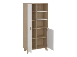 Vitrina|Dmora Vitrina Dvarrell, Aparador expositor, Vitrina multiusos, Aparador sala, 89x40 h188 cm, Carvalho e Branco Castanho