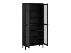 Discount Dmora Vitrina Dvastol, Aparador expositor, Vitrina multiusos, Aparador de sala, 89x36 h203 cm, Preto