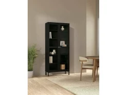 Discount Dmora Vitrina Dvastol, Aparador expositor, Vitrina multiusos, Aparador de sala, 89x36 h203 cm, Preto