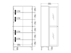 Vitrina*Dmora Vitrina Dvastol, Aparador expositor, Vitrina multiusos, Aparador para sala, 89x36 h203 cm, Branco