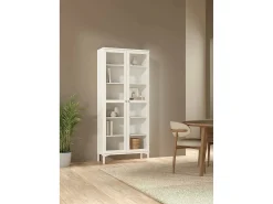 Vitrina*Dmora Vitrina Dvastol, Aparador expositor, Vitrina multiusos, Aparador para sala, 89x36 h203 cm, Branco