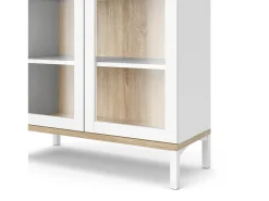 Vitrina*Dmora Vitrina Dvecchi, Aparador expositor, Vitrina multiusos, Aparador sala, 89x36 h203 cm, e Carvalho Branco