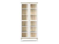 Vitrina*Dmora Vitrina Dvecchi, Aparador expositor, Vitrina multiusos, Aparador sala, 89x36 h203 cm, e Carvalho Branco