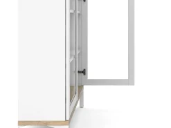 Vitrina*Dmora Vitrina Dvecchi, Aparador expositor, Vitrina multiusos, Aparador sala, 89x36 h203 cm, e Carvalho Branco