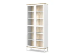 Vitrina*Dmora Vitrina Dvecchi, Aparador expositor, Vitrina multiusos, Aparador sala, 89x36 h203 cm, e Carvalho Branco