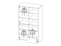 Discount Dmora Vitrina Dvecin, Aparador expositor, Vitrina multiusos, Aparador sala, 100x48 h170 cm, Carvalho e Branco Castanho