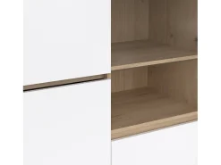 Discount Dmora Vitrina Dvecin, Aparador expositor, Vitrina multiusos, Aparador sala, 100x48 h170 cm, Carvalho e Branco Castanho
