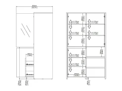 Discount Dmora Vitrina Dvecin, Aparador expositor, Vitrina multiusos, Aparador sala, 100x48 h170 cm, Carvalho e Branco Castanho