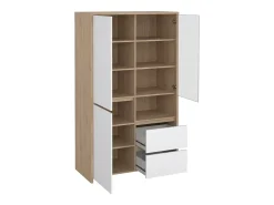 Discount Dmora Vitrina Dvecin, Aparador expositor, Vitrina multiusos, Aparador sala, 100x48 h170 cm, Carvalho e Branco Castanho