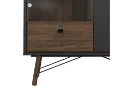 Dmora Vitrina Dvell, Aparador expositor, Vitrina multiusos, Aparador sala, 102x40 h162 cm, e Nogueira^ Vitrina