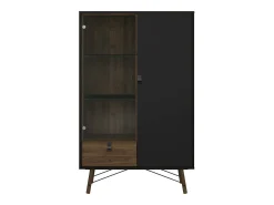 Dmora Vitrina Dvell, Aparador expositor, Vitrina multiusos, Aparador sala, 102x40 h162 cm, e Nogueira^ Vitrina