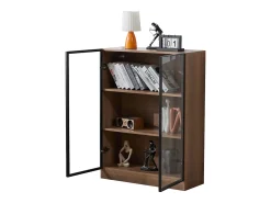 Vitrina*ModernLuxe Vitrina em vidro com 3 prateleiras - LED - Castanho