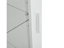 New ModernLuxe Vitrina envernizada brilhante 50x40x160 cm - con iluminação LED - Porta de acrílico+1 gaveta - Prateleiras de vidro - Painéis de partículas - Branco