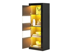Best ModernLuxe Vitrina envernizada brilhante 61x42x162 cm - con iluminação LED - 2 portas - Prateleiras de vidro ajustáveis - Preto