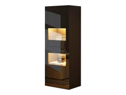 Best ModernLuxe Vitrina envernizada brilhante 61x42x162 cm - con iluminação LED - 2 portas - Prateleiras de vidro ajustáveis - Preto
