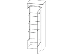 Petits-Meubles Vitrina LED de 1 porta e abertura à direita, incluindo Teo White e Wood Natural claro