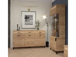 Clearance Petits-Meubles Vitrina LED de 1 porta Ruben Wood Natural claro