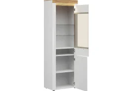 Vitrina|Petits-Meubles Vitrina LED de 2 portas Nara Branco e Madeira Natural claro
