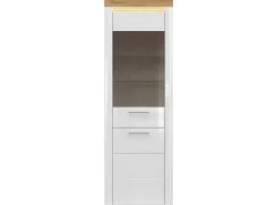 Vitrina|Petits-Meubles Vitrina LED de 2 portas Nara Branco e Madeira Natural claro