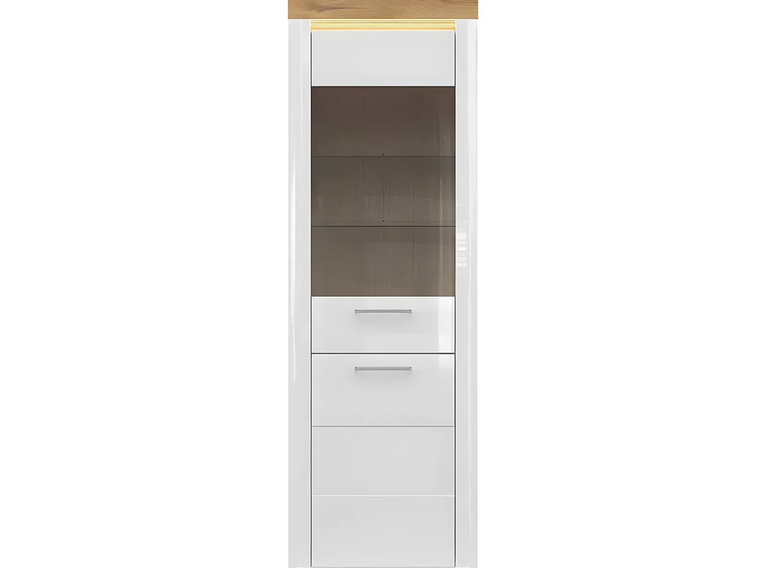 Vitrina|Petits-Meubles Vitrina LED de 2 portas Nara Branco e Madeira Natural claro