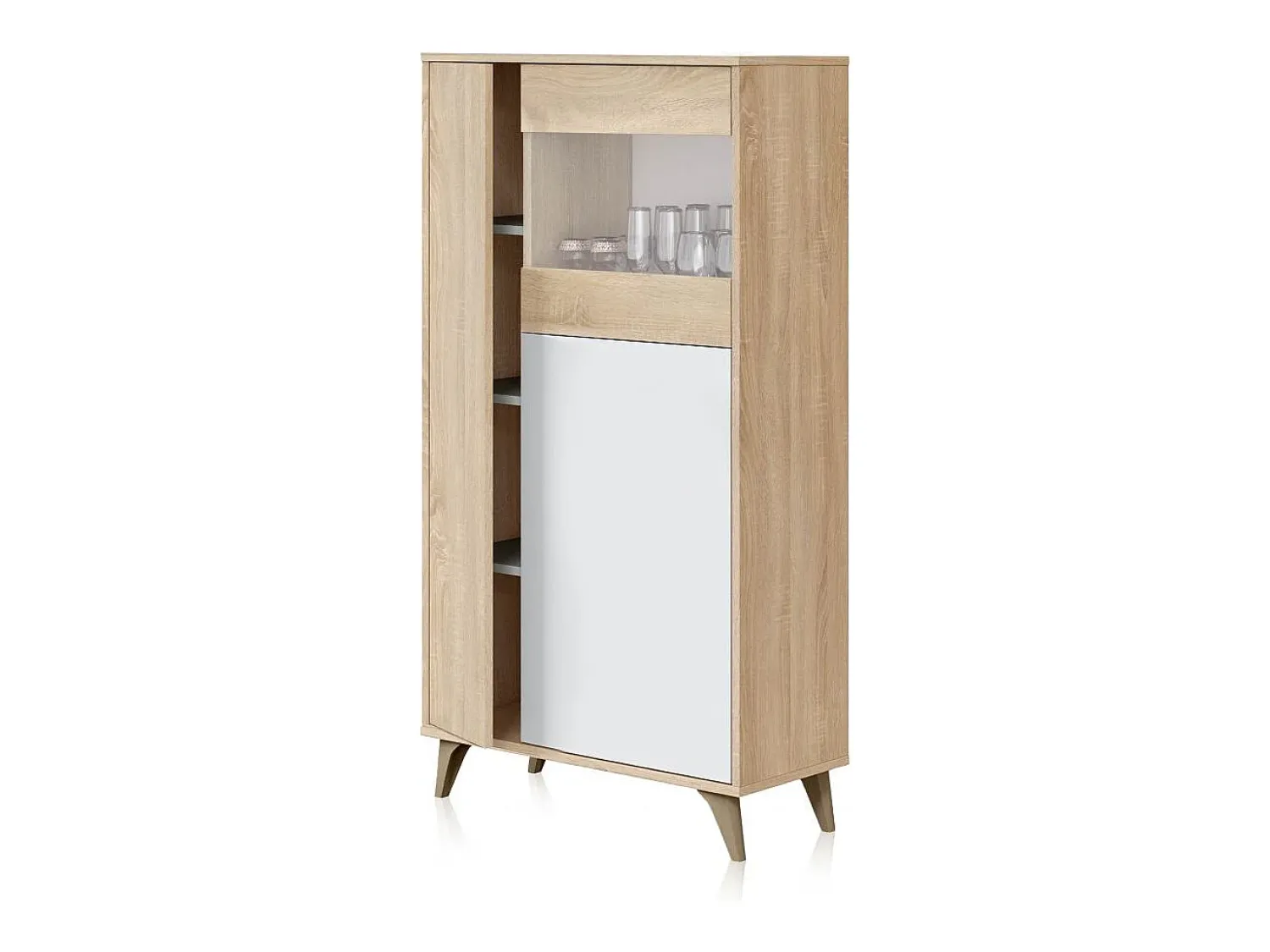 Online duehome Vitrina Lira Blanco Artik (Blanco Mate) - Roble Canadian Natural claro