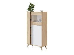 Online duehome Vitrina Lira Blanco Artik (Blanco Mate) - Roble Canadian Natural claro