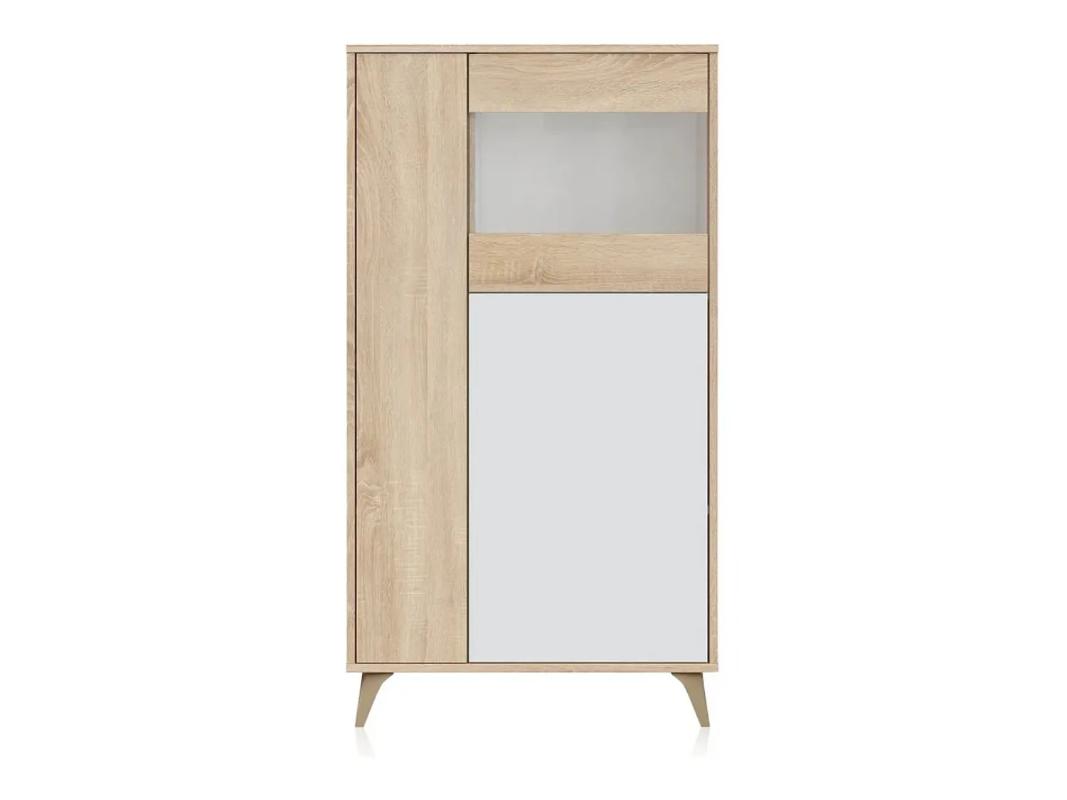 Online duehome Vitrina Lira Blanco Artik (Blanco Mate) - Roble Canadian Natural claro