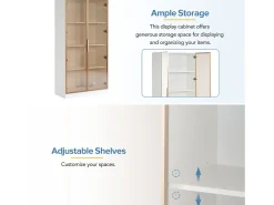 ModernLuxe Vitrina moderna com luzes LED em 16 cores - H 160 cm - 2 portas com prateleiras removíveis - Transparente